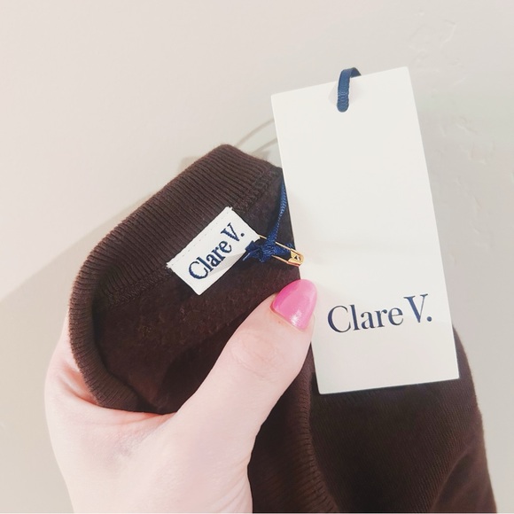 anthropologie | clare v. ciao sweatshirt in cocoa brown with cream ↷ - Picture 6 of 16